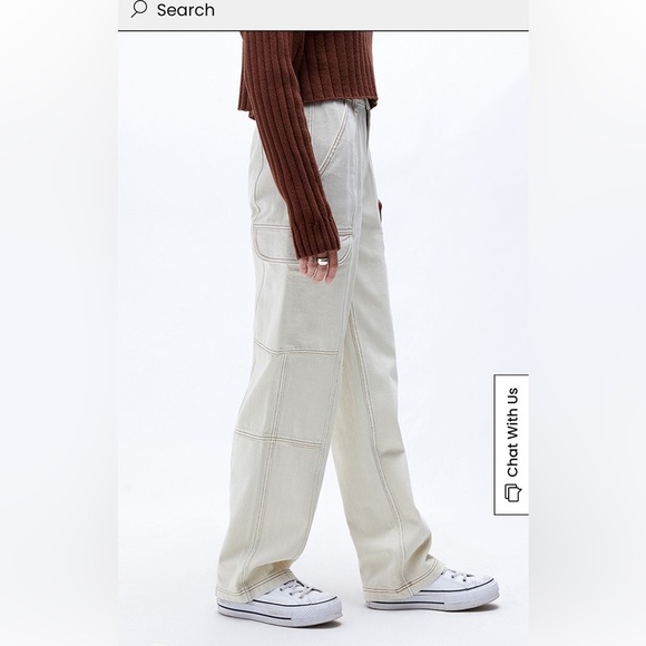 PacSun Pants - Pacsun Size XS White Cream High Waisted Slim Fit Cargo Pants Seam Detailing